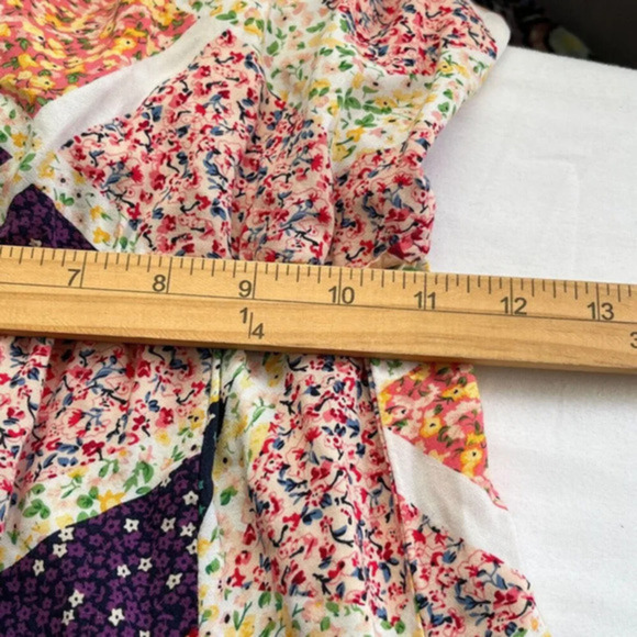 H & M Handkerchief Maxi Dress Sleeveless Size 4 Side Slit Patchwork Print Boho - Picture 11 of 16